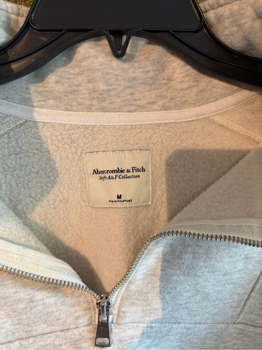 Abercrombie & Fitch Heather Light Gray Cropped Quarter Zip Sweatshirt - Picture 2 of 3